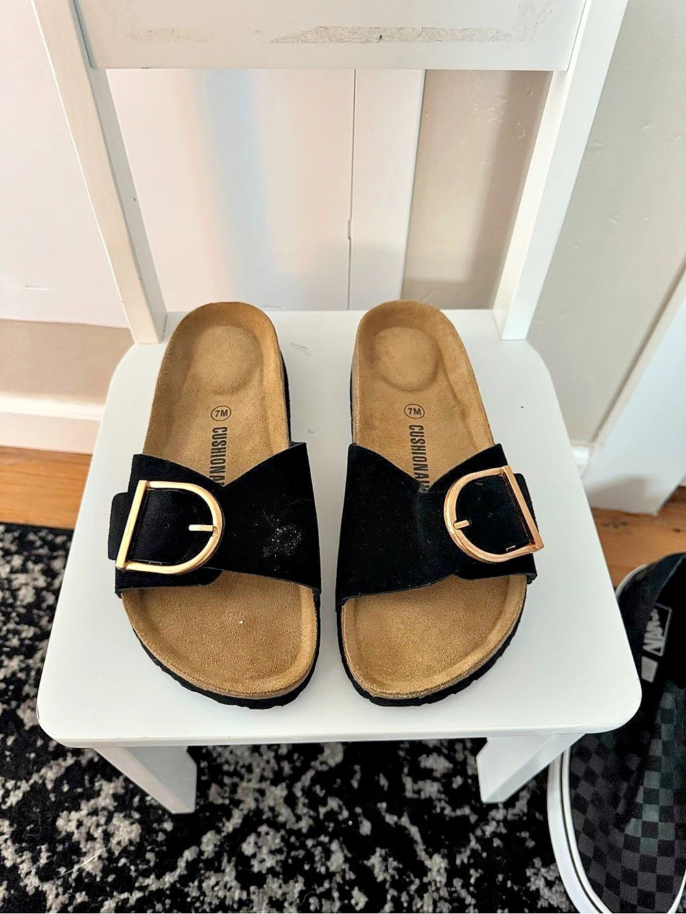 Black Buckle Sandals